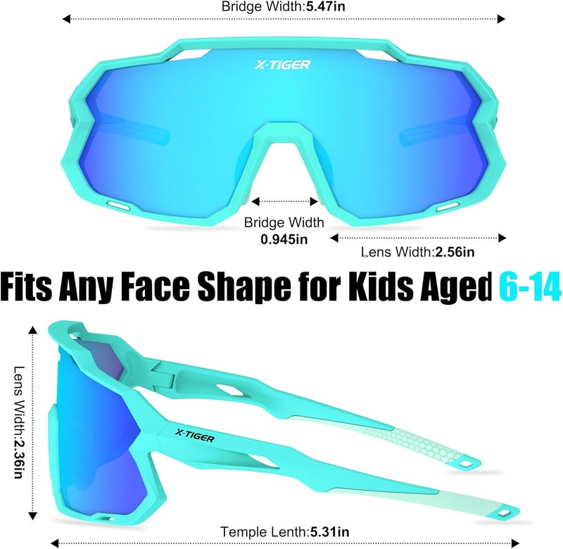 Xtiger Kids Sunglasses Polarized Youth Baseball Sunglasses for 8-14 boys girls UV400 Sports Softball Cycling Glasses - Image 3